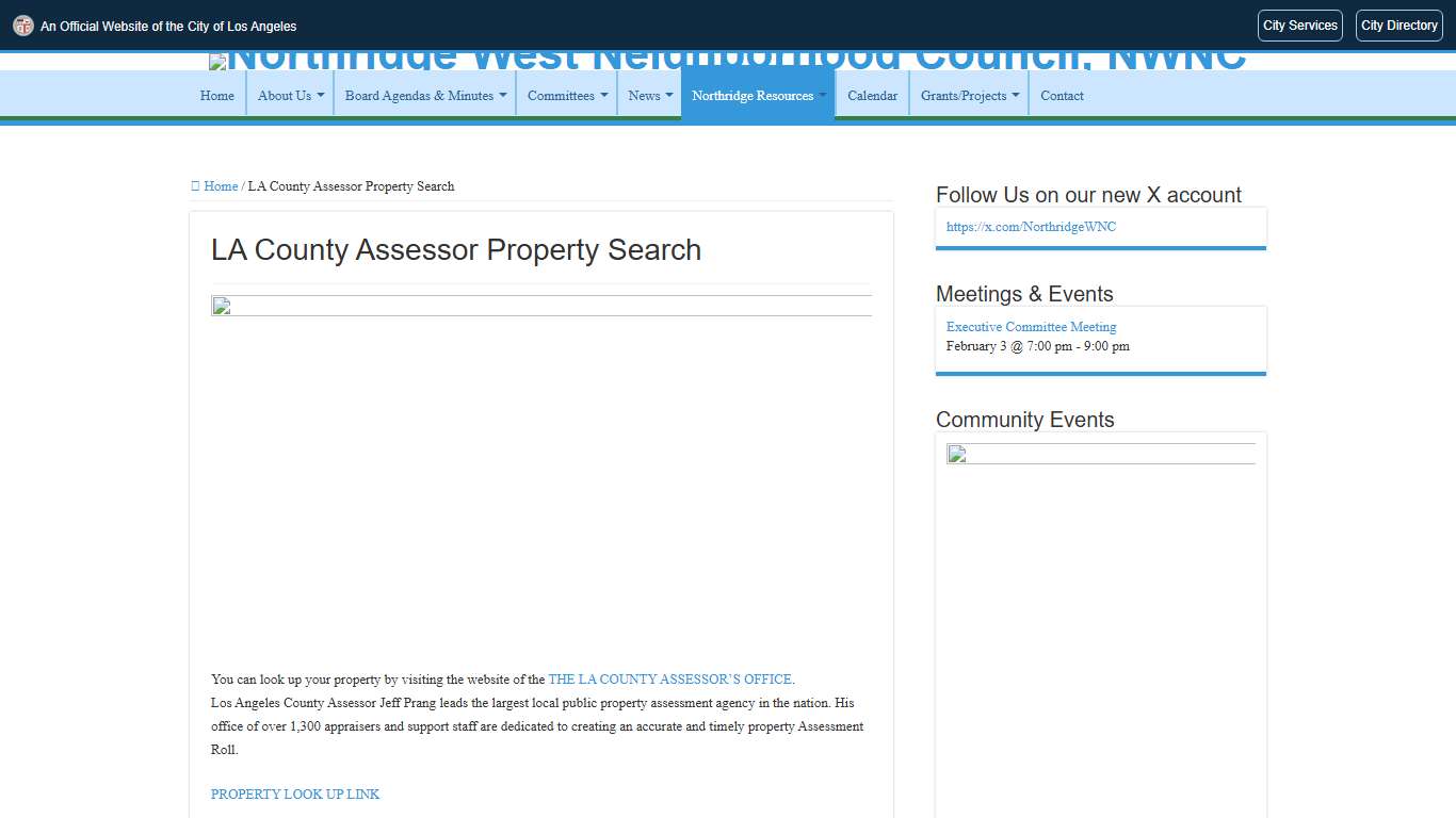 LA County Assessor Property Search – Northridge West Neighborhood Council, NWNC